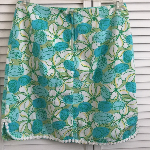 Lilly Pulitzer Size 6 Green Blue Crab Cake Skirt - Picture 2 of 5